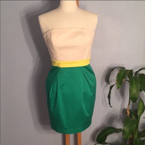 FRENCH CONNECTION Strapless Color Block Dress Sz 2 - Picture 1 of 8